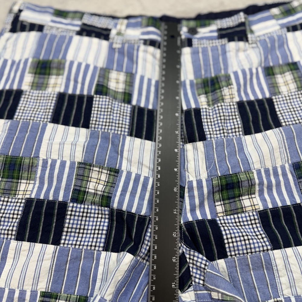 Tommy Hilfiger Shorts Mens 42 Blue Green Patchwork Madras Plaid Preppy Summer - Picture 7 of 11